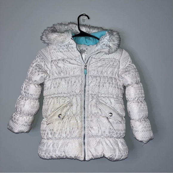 Carter's White Puffer Jacket with Faux Fur Hood - Picture 1 of 5